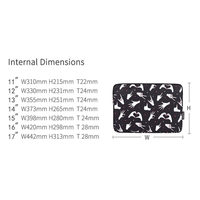 CANVASARTISAN - CANVASARTISAN Datorfodral 11'' Fingers Pattern H21-01 - Svart