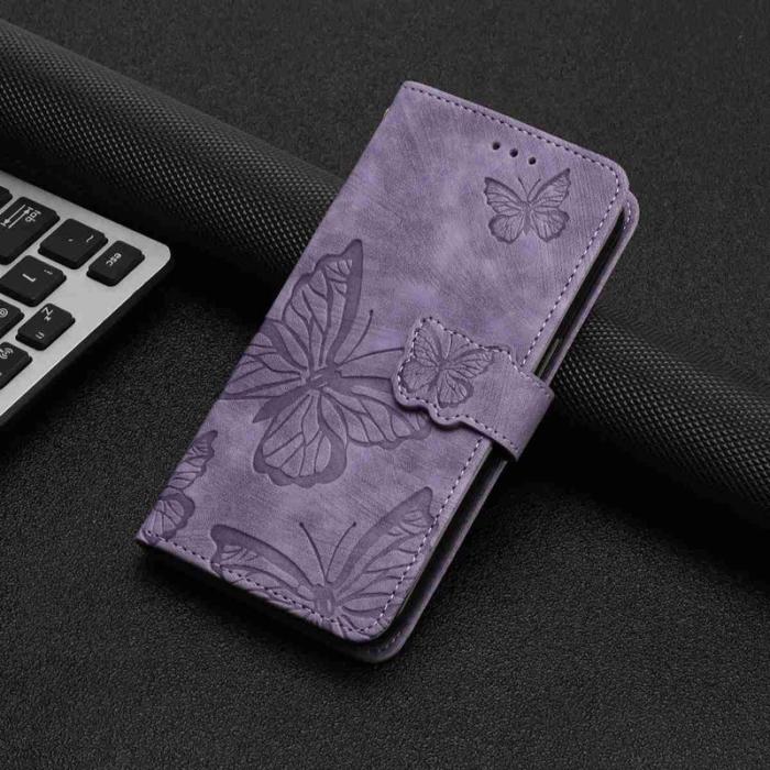 OEM - Samsung Galaxy S26 Ultra Fodral Flip Konstläder Fjäril - Lila