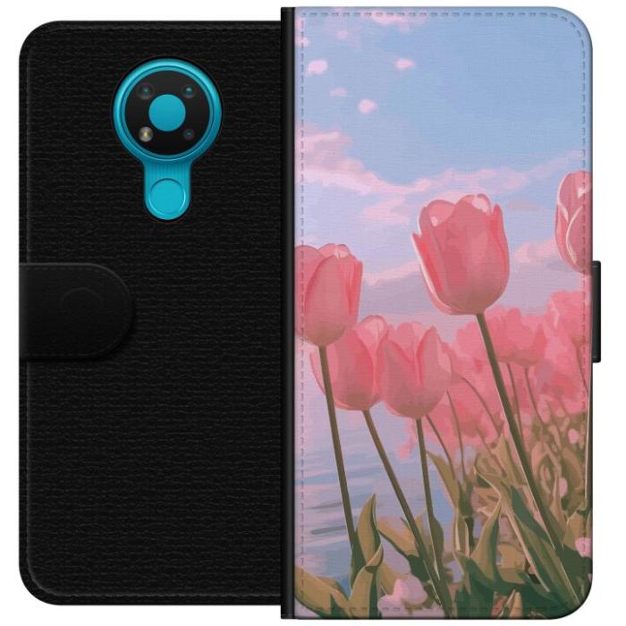 iSecrets - Plånboksfodral till Nokia 3.4 med Rosa Tulpaner