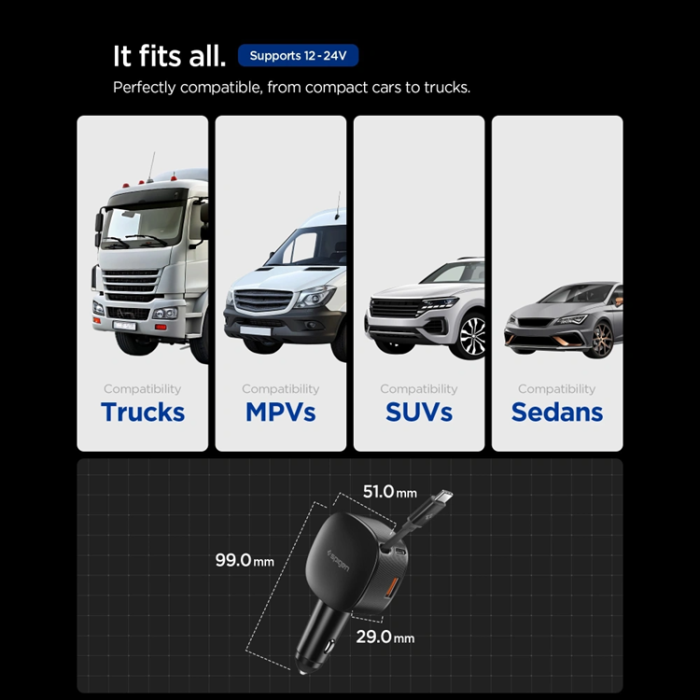 Spigen - Spigen Billaddare EV603BT Essential 60W - Svart