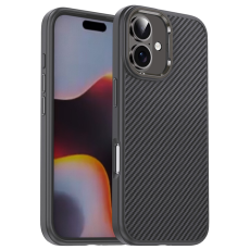 iPaky - IPAKY iPhone 16 Plus Mobilskal Carbon Fiber - Grå