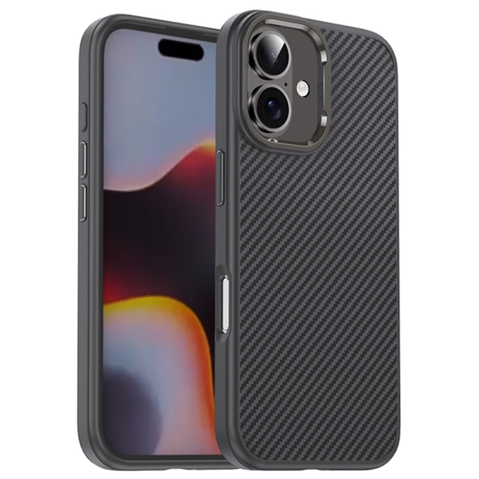 iPaky - IPAKY iPhone 16 Plus Mobilskal Carbon Fiber - Grå