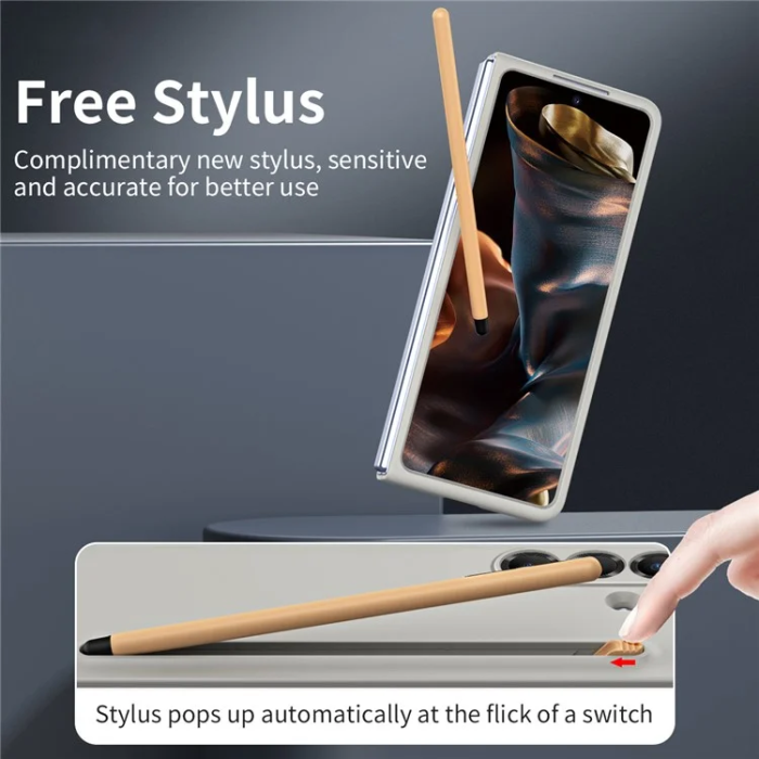 A-One Brand - Galaxy Z Fold 7 5G Mobilskal Med Stylus Hård PC - Ljusgrå