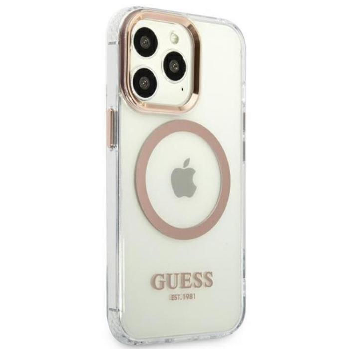 Guess - Guess iPhone 13 Pro Skal Magsafe Metal Outline - Guld