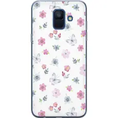 Gustaf - Mobilskal till Samsung Galaxy A6 (2018) med Blommor och fj&auml;rillar