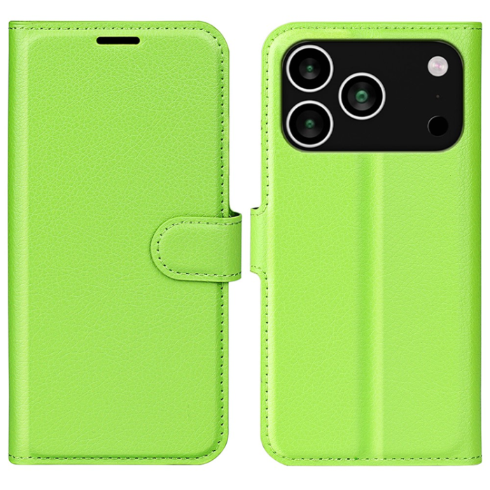 Amorus - AMORUS iPhone 17 Pro Max Plånboksfodral Flipstativ Litchi - Grön