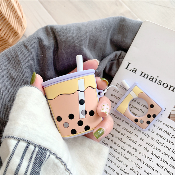 A-One Brand - AirPods 1/2 Skal Boba Milk Tea Silikon - Lila