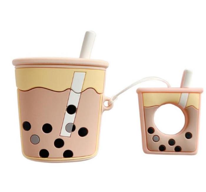 OEM - AirPods 1/2 Skal Boba Milk Tea Silikon - Beige