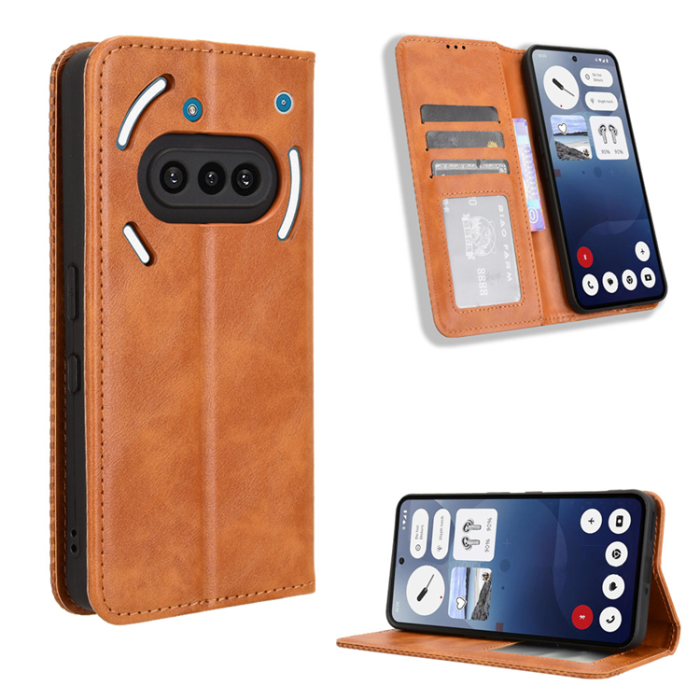 A-One Brand - Nothing Phone (3a) Plånboksfodral Retro Kickstand - Brun