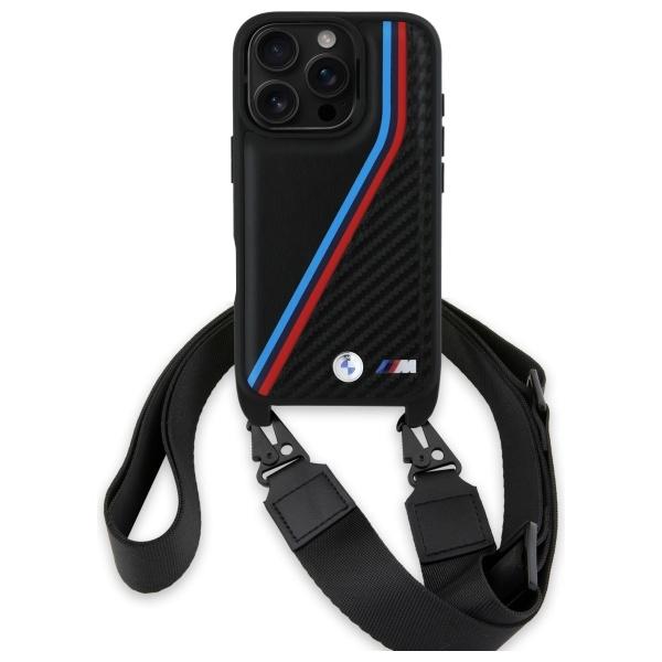 BMW iPhone 16 Pro Max Mobilskal Carbon Tricolor & Strap - Svart | 2353 | AlltMobil