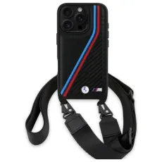 BMW - BMW Mobilskal till iPhone 16 Pro Carbon Tricolor & Strap - Svart