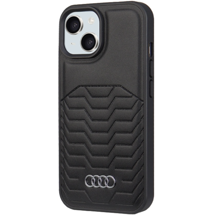Audi - Audi iPhone 15 Mobilskal Magsafe Synthetic Läder - Svart