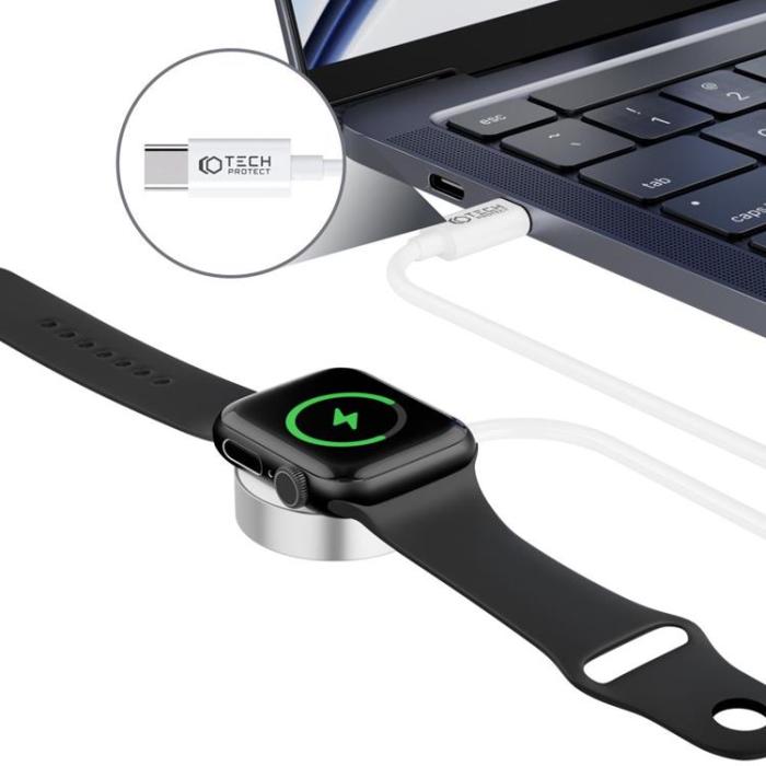 Tech-Protect - Tech-Protect Apple Watch Magnetic Laddare Type-C 120cm - Vit