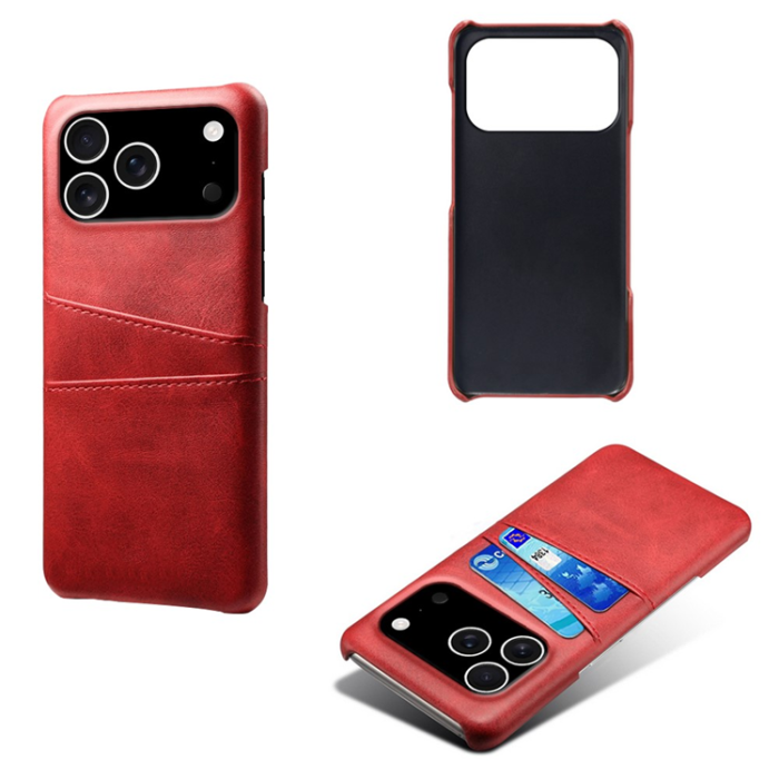 A-One Brand - iPhone 17 Pro Max Mobilskal Korthållare Dual - Röd