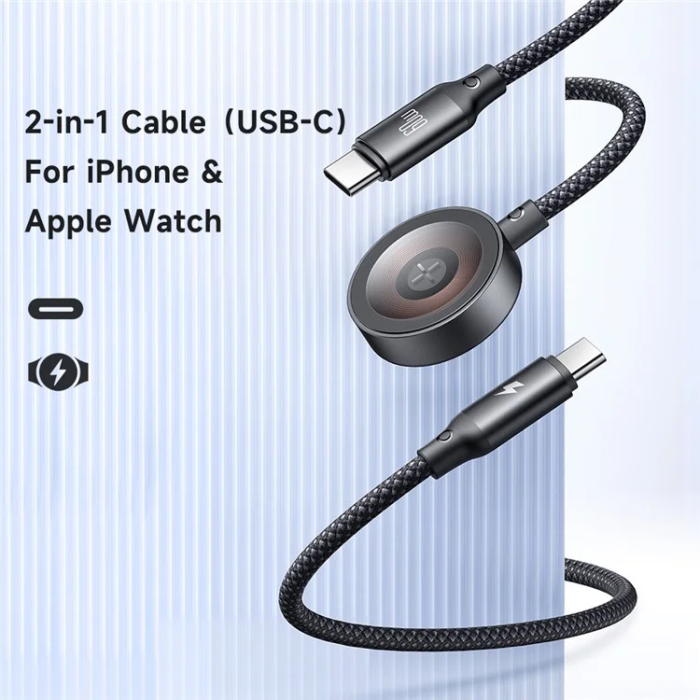 MCDODO - MCDODO 2in1 USB-C - USB-C 60W Kabel 1.2m Watch Trådlös Laddare