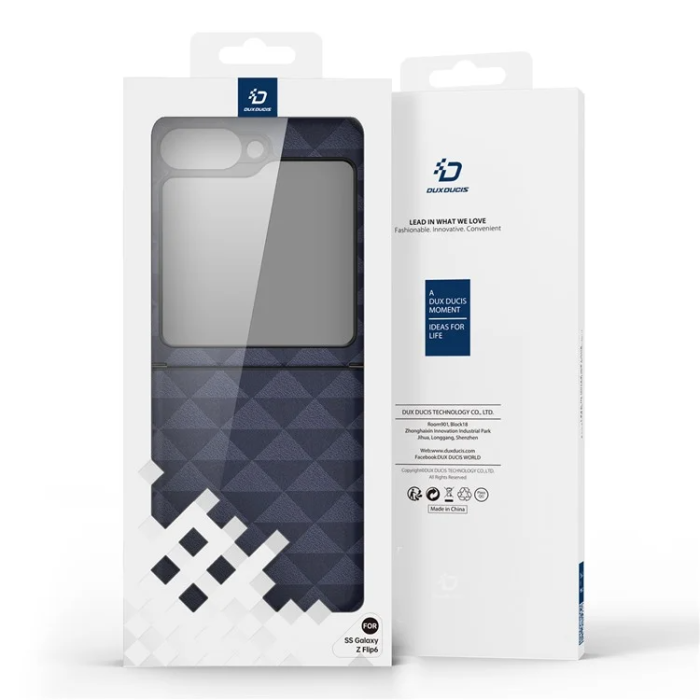 Dux Ducis - Dux Ducis Galaxy Z Flip 6 Mobilskal Fitt Rhombus Läder - Blå