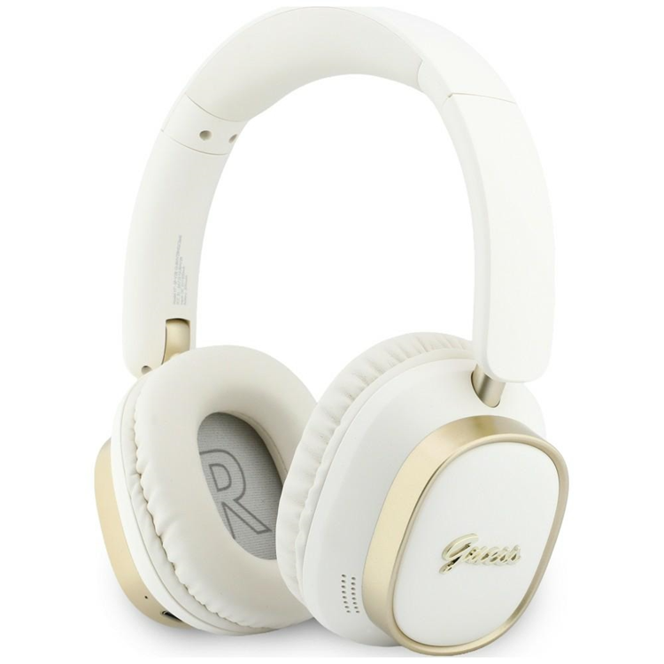 Guess On-Ear Hörlurar Bluetooth ENC Rectangle Metal Script - Vit | 505771 | AlltMobil