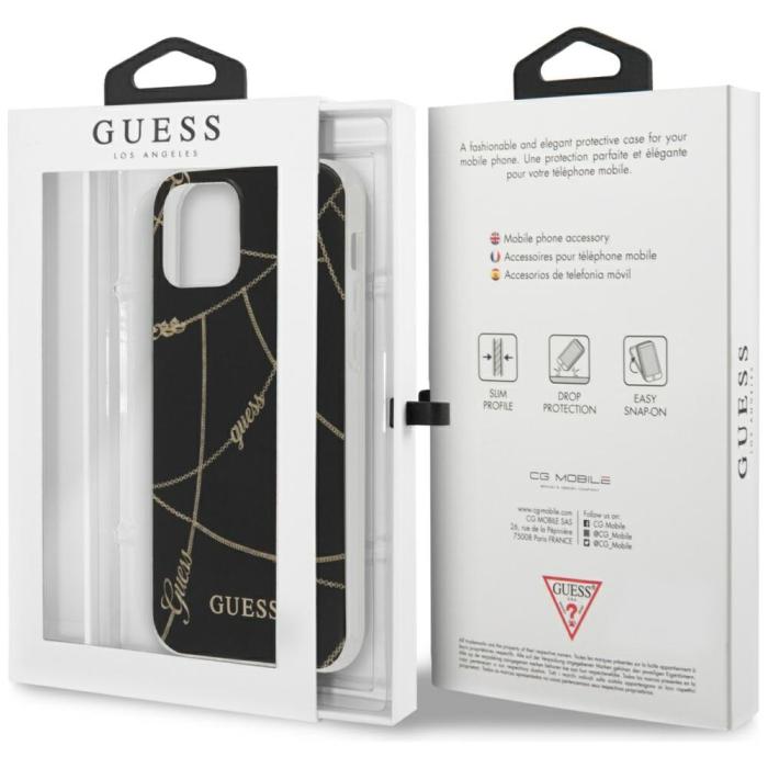Guess - Guess Mobilskal till iPhone 12 Pro MagSafe Gold Chain Collection - Svart