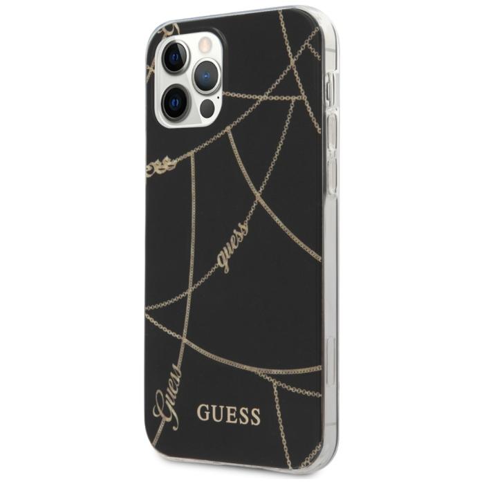 Guess - Guess Mobilskal till iPhone 12 Pro MagSafe Gold Chain Collection - Svart