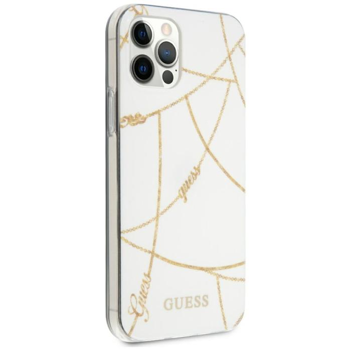 Guess - Guess Mobilskal till iPhone 12 Pro MagSafe Gold Chain Collection - Vit