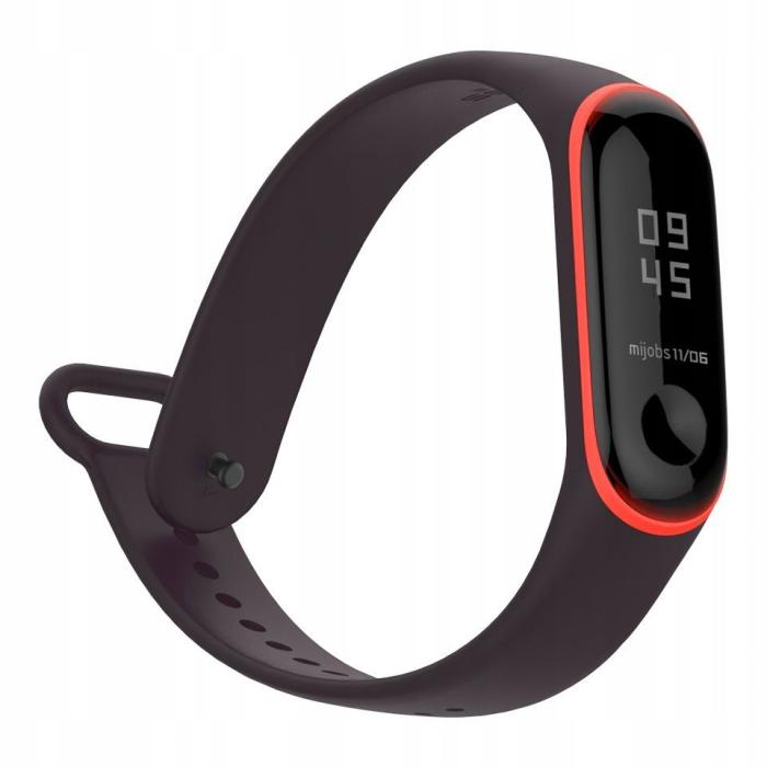 Tech-Protect - Tech-Protect Smooth Xiaomi Mi Band 3/4 Svart / Röd