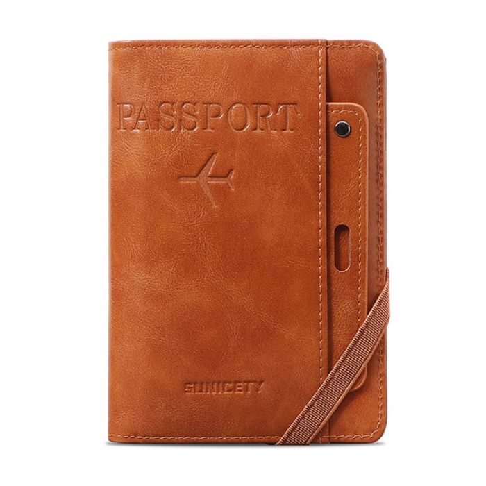 SUNICETY - SUNICETY Passhållare Plånbok RFID Korthållare PU-läder - Brun
