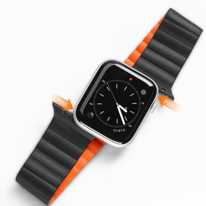 UTGATT - Dux Ducis Magnetic Strap Apple Watch 7/6/5/4/3/2/SE (41/40/38mm) - Svart/Orange