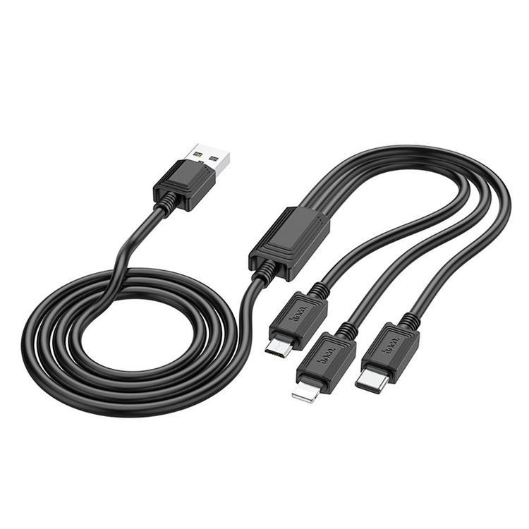 HOCO USB-A/Lightning/Micro-USB/USB-C Kabel 1m 2A X76 - Svart | 3541 | AlltMobil