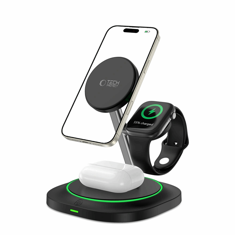 3-in-1 Magsafe Trådlös Laddare iPhone Apple Watch AirPods Qi 15W | 505295 | AlltMobil