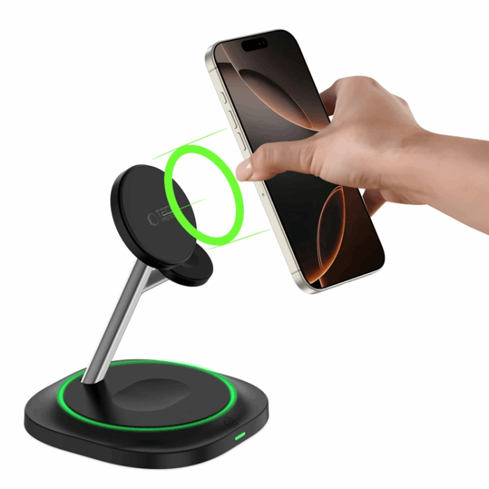 Tech-Protect - 3-in-1 Magsafe Trådlös Laddare iPhone, Apple Watch, AirPods Qi 15W