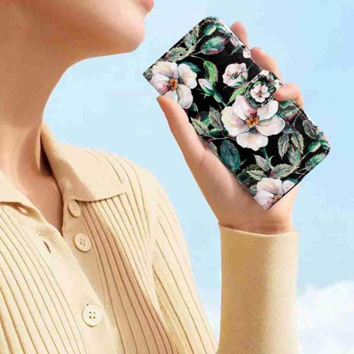 OEM - Samsung Galaxy A37 Plånboksfodral Konstläder Tryckt Mönster - Magnolia