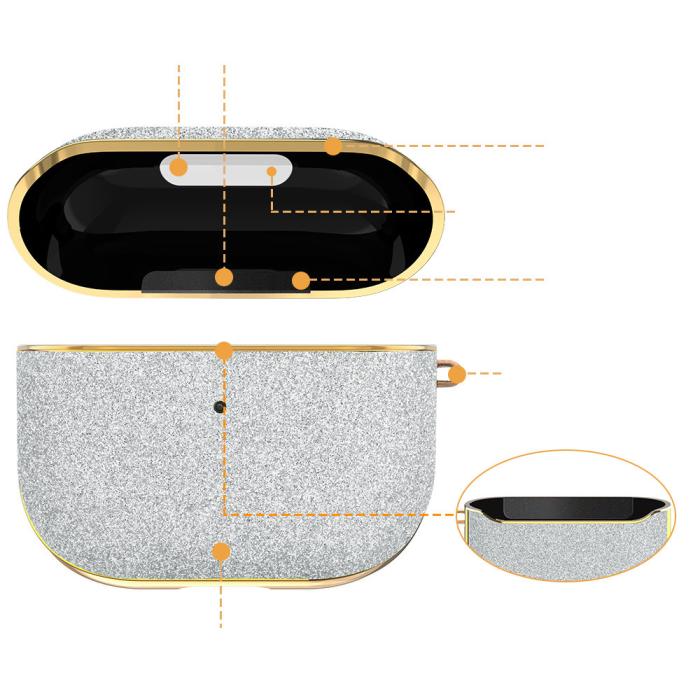 UTGATT5 - Kingxbar Bling Pods Glitter Skal AirPods 3 - Silver