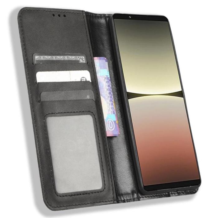 A-One Brand - Sony Xperia 5 IV Plånboksfodral Vintage Flip - Svart