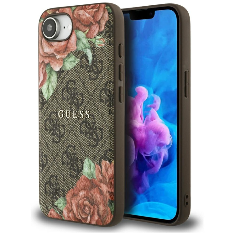 Guess iPhone 16e Mobilskal Magsafe Flowers Print - Brun | 2353 | AlltMobil