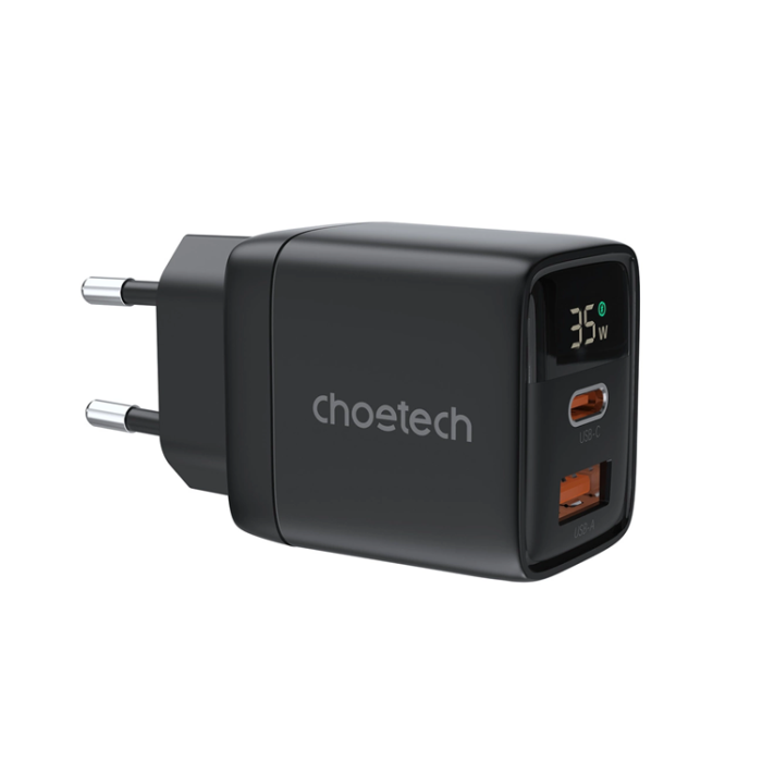 Choetech - Choetech Väggladdare 35W GaN USB-C USB-A - Svart