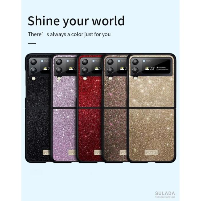 SULADA - SULADA Galaxy Z Flip 4 Skal Glitter Sequins - Röd