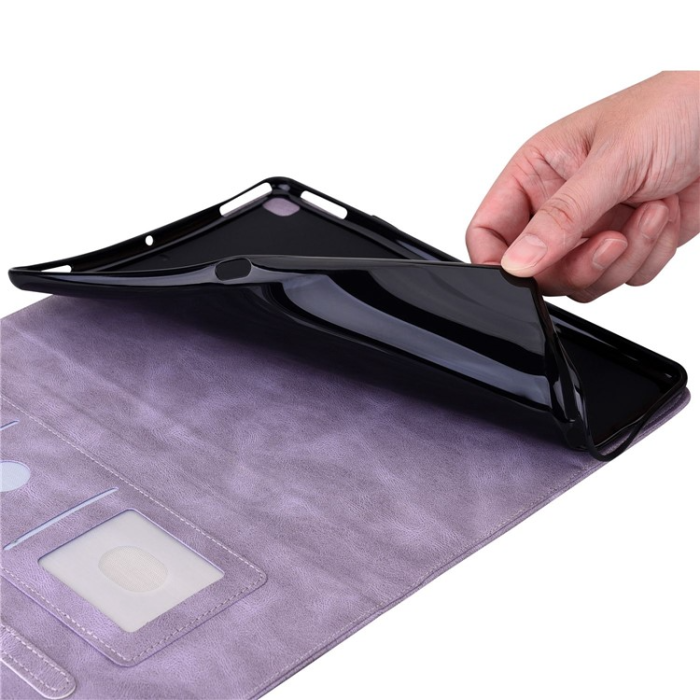 A-One Brand - iPad 10.9 (2022) Fodral Butterfly Flower Imprinted - Lila
