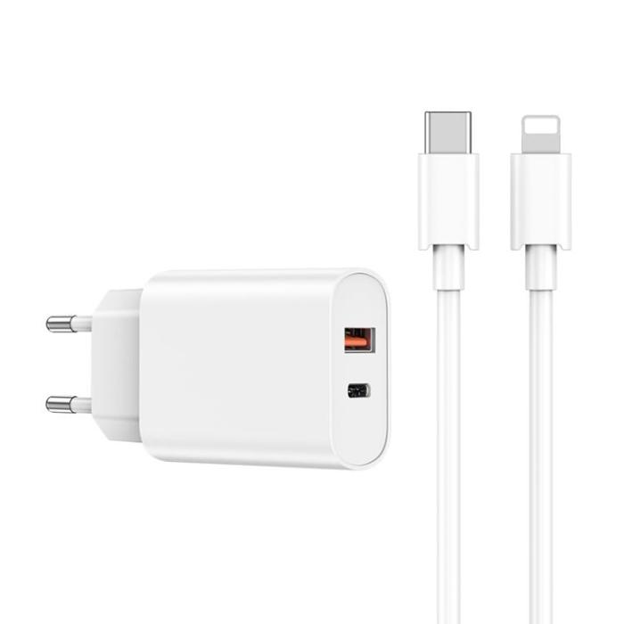 WIWU - WIWU Snabbladdare USB/USB-C 20W USB-C/Lightning Kabel PD QC