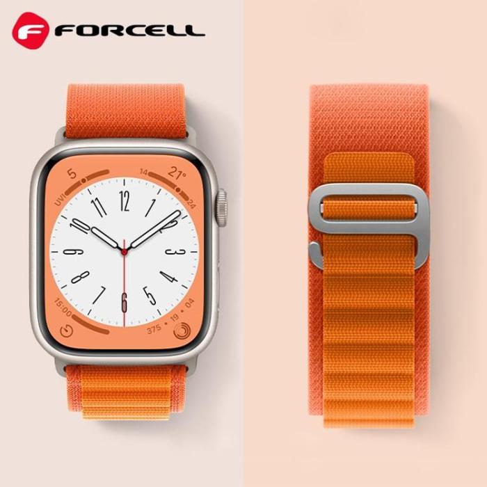 Forcell - Forcell Apple Watch (42/44/45/49mm) Armband F-Design - Orange