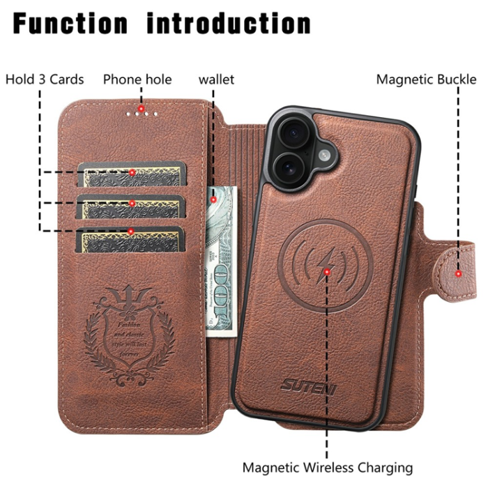SUTENI - SUTENI iPhone Air Plånboksfodral Detachable Q-05 - Brun