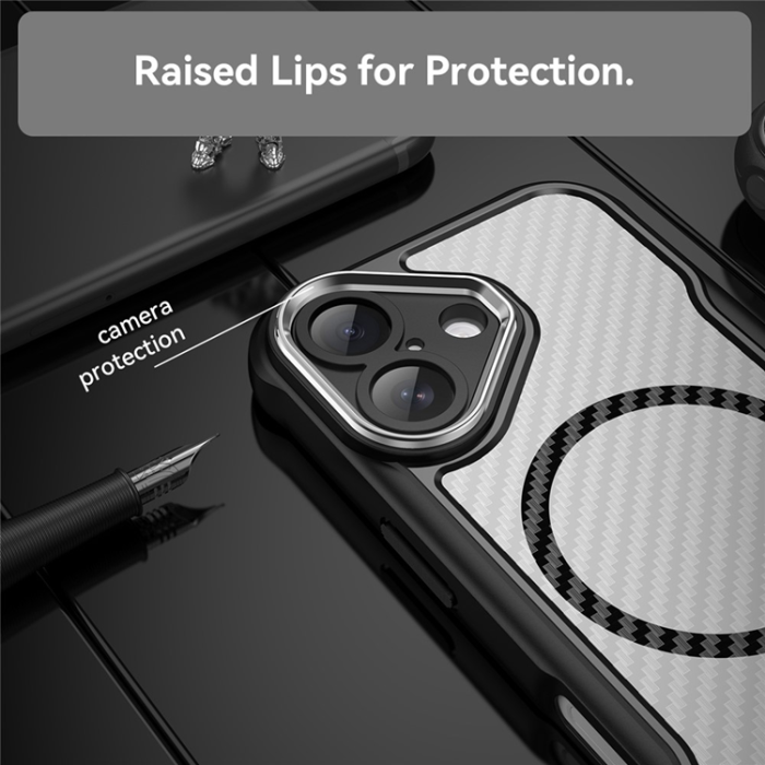 A-One Brand - iPhone 17 Mobilskal MagSafe Carbon Fiber - Svart