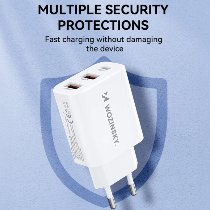 Wozinsky - Wozinsky Väggladdare 30W USB-C/2 x USB-A - Vit