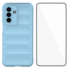 WANLONFENG - WANLONFENG Galaxy A17 Mobilskal med Härdat Glas HD - Babyblå