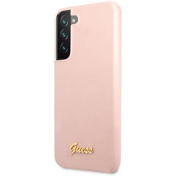 Guess - Guess Galaxy S23 Skal Silicone Script Metal Logo - Rosa