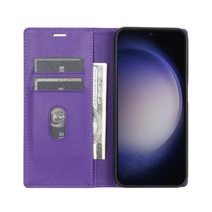Amorus - Samsung Galaxy S26 Plånboksfodral Magnetisk Stängning Konstläder - Lila