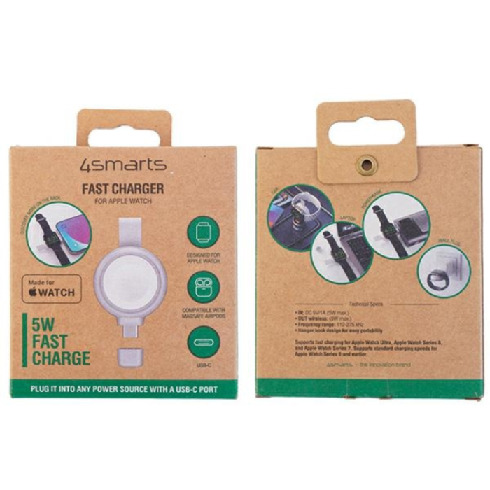 4smarts - 4smarts Trådlös laddare Apple Watch USB-C - Silver