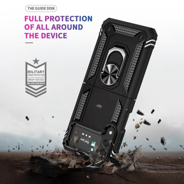 A-One Brand - Galaxy Z Flip 4 Skal Ringhållare Kickstand - Svart