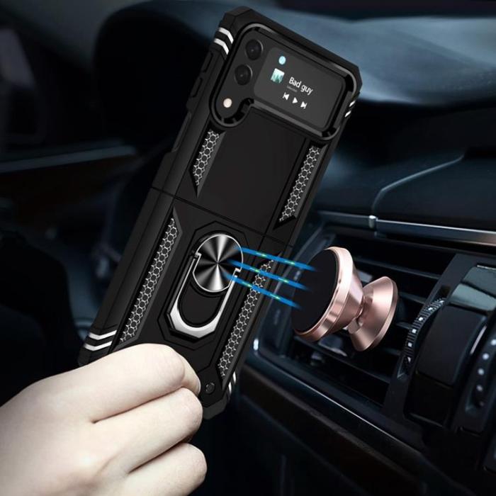 A-One Brand - Galaxy Z Flip 4 Skal Ringhållare Kickstand - Svart