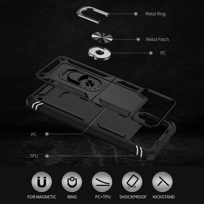 A-One Brand - Galaxy Z Flip 4 Skal Ringhållare Kickstand - Svart