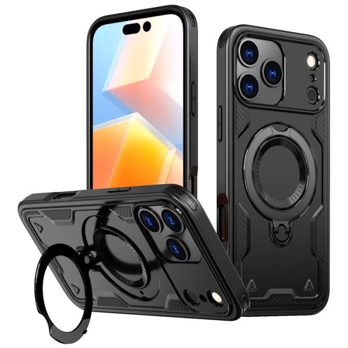 N/A - Mobilskal till iPhone 17 Pro Plast Militärskydd med Ställ - Svart